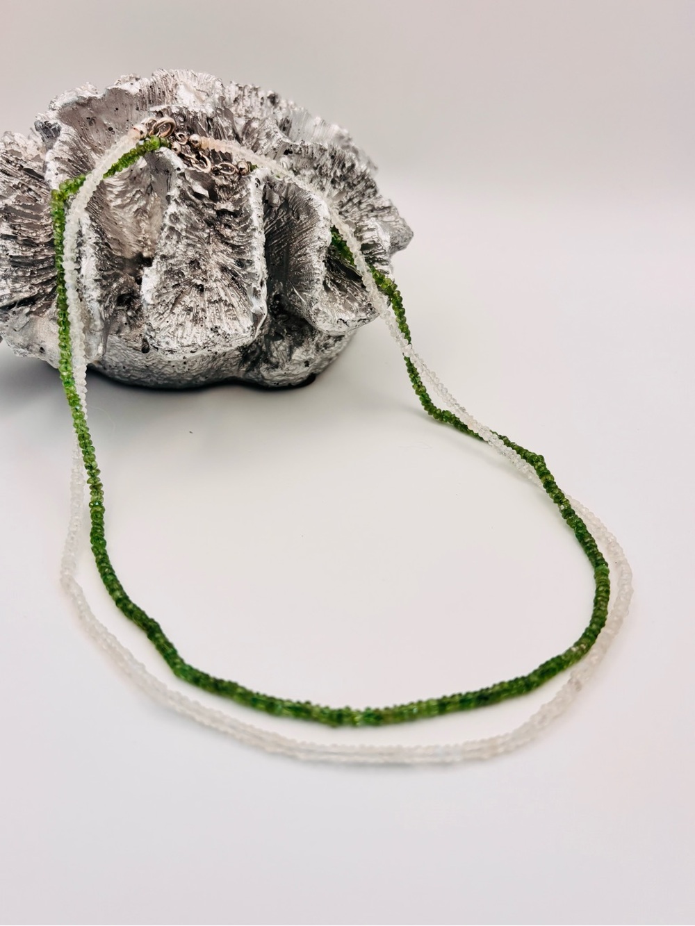 Tsavorite and natural Zircon Faceted Gemstone Necklaces